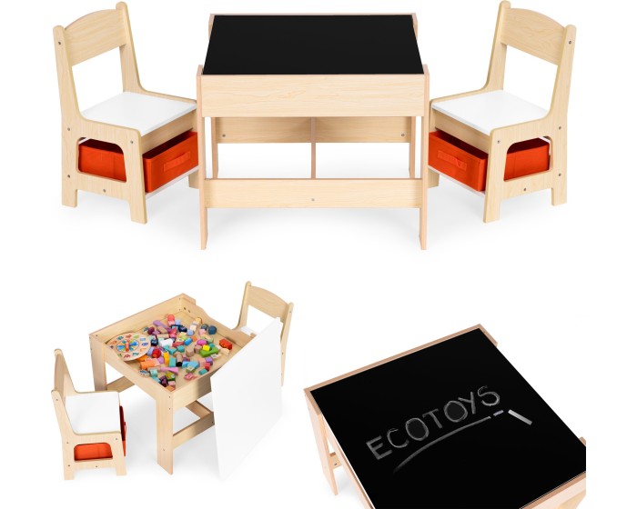 Sada dětského nábytku HOME ECOTOYS dřevěný dekor