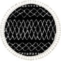 Kulatý shaggy koberec BERBER ETHNIC G3802 černý