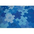 Dětský kulatý koberec PUZZLE modrý
