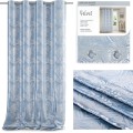 Závěs AmeliaHome Velvet Silver Leaves s průchodkami 140x245 cm modrý