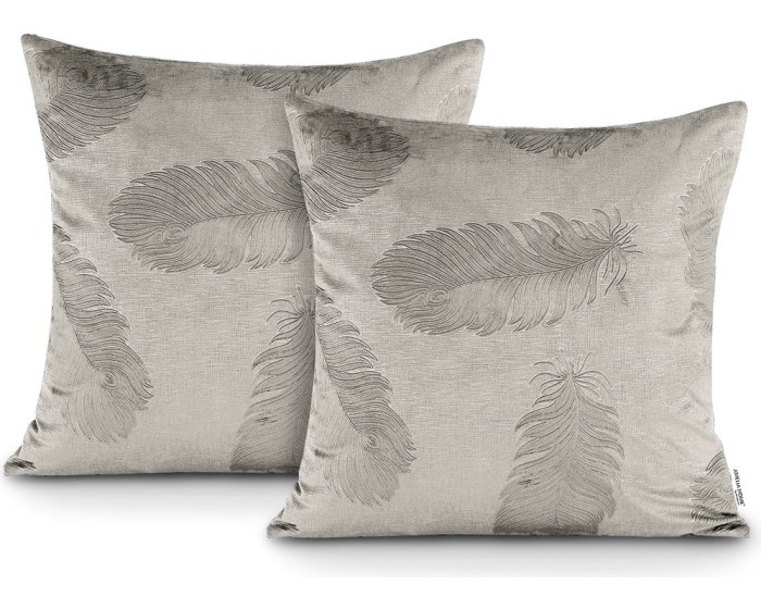 Sada dvou povlaků na polštář AmeliaHome Velvet Peacock béžová
