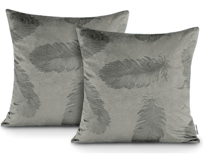 Sada dvou povlaků na polštář AmeliaHome Velvet Peacock šedá