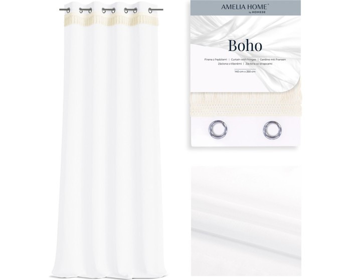 Záclona AmeliaHome Boho bílá