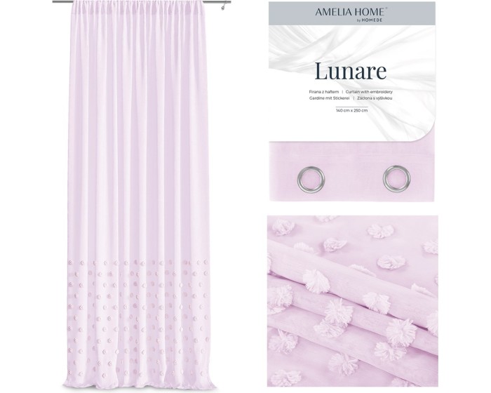 Záclona AmeliaHome Lunare III růžová