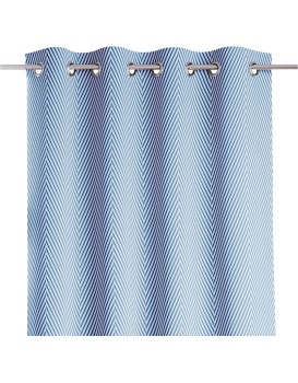 Závěs AmeliaHome Clear s průchodkami 140x250 modrý/bílý
