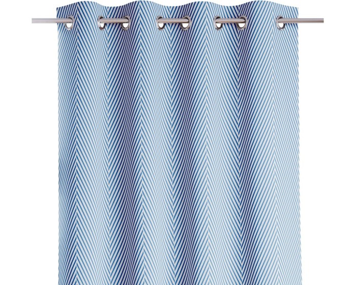 Závěs AmeliaHome Clear s průchodkami 140x250 modrý/bílý
