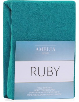 Froté prostěradlo s gumou AmeliaHome Ruby tyrkysové