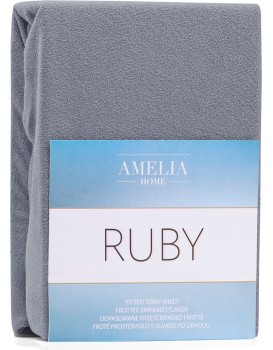 Froté prostěradlo s gumou AmeliaHome Ruby tmavě šedé