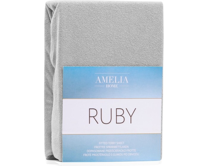 Froté prostěradlo s gumou AmeliaHome Ruby šedé