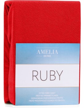 Froté prostěradlo s gumou AmeliaHome Ruby červené