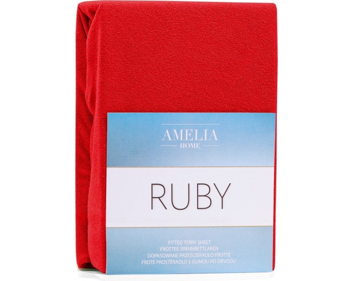 Froté prostěradlo s gumou AmeliaHome Ruby červené