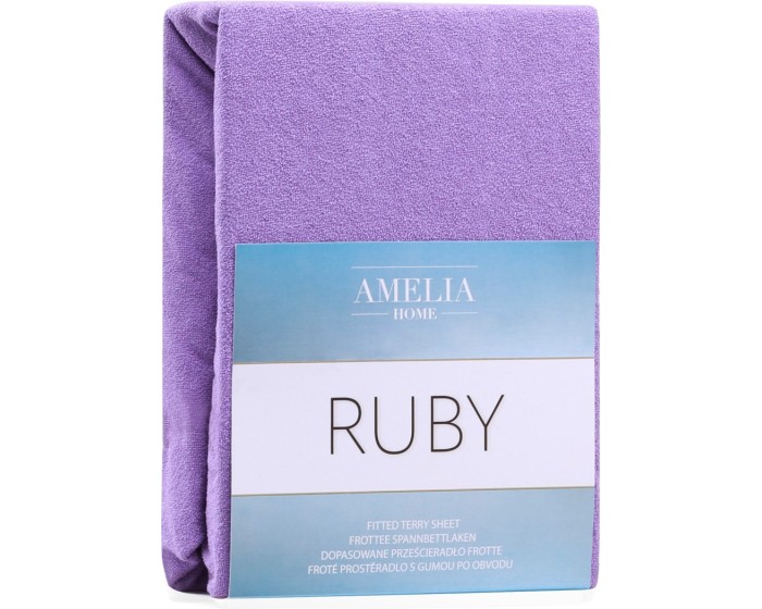 Froté prostěradlo s gumou AmeliaHome Ruby fialové