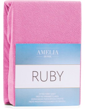 Froté prostěradlo s gumou AmeliaHome Ruby růžové