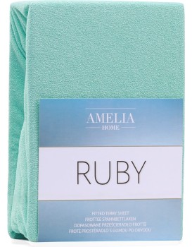 Froté prostěradlo s gumou AmeliaHome Ruby mátové