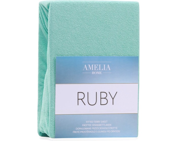 Froté prostěradlo s gumou AmeliaHome Ruby mátové
