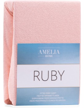 Froté prostěradlo s gumou AmeliaHome Ruby světlé růžové