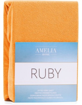 Froté prostěradlo s gumou AmeliaHome Ruby oranžové