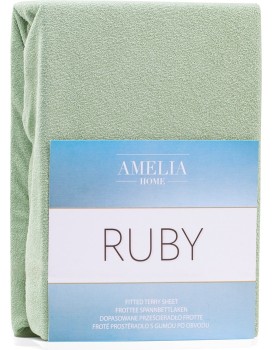Froté prostěradlo s gumou AmeliaHome Ruby olivové