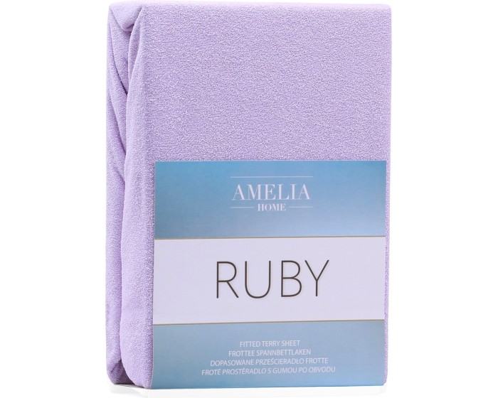 Froté prostěradlo s gumou AmeliaHome Ruby lila