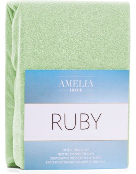 Froté prostěradlo s gumou AmeliaHome Ruby světle zelené