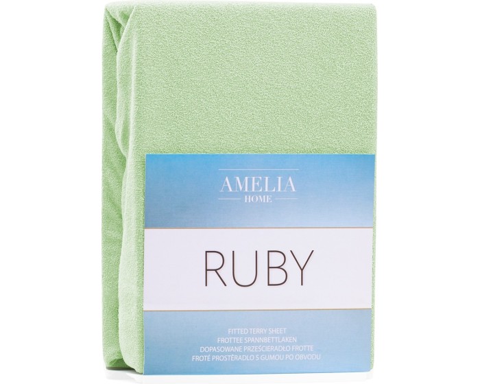Froté prostěradlo s gumou AmeliaHome Ruby světle zelené