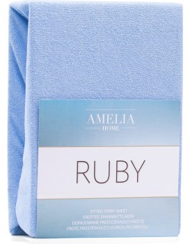 Froté prostěradlo s gumou AmeliaHome Ruby světlé modré