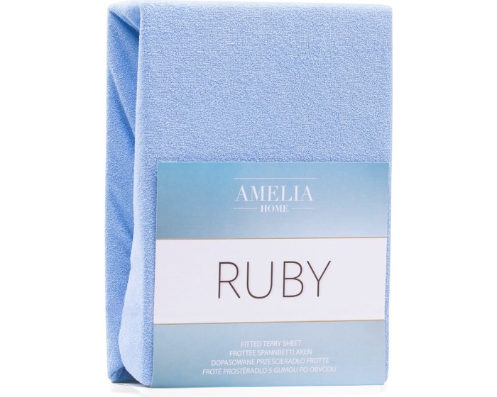 Froté prostěradlo s gumou AmeliaHome Ruby světlé modré