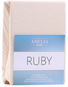 Froté prostěradlo s gumou AmeliaHome Ruby světle béžové