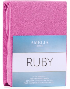 Froté prostěradlo s gumou AmeliaHome Ruby sytě růžové
