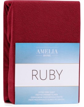 Froté prostěradlo s gumou AmeliaHome Ruby tmavě červené