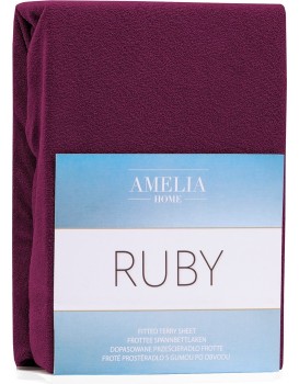 Froté prostěradlo s gumou AmeliaHome Ruby višňová