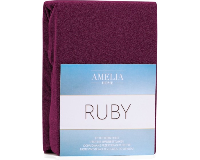 Froté prostěradlo s gumou AmeliaHome Ruby višňová
