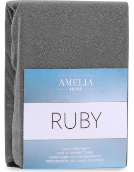Froté prostěradlo s gumou AmeliaHome Ruby grafitové
