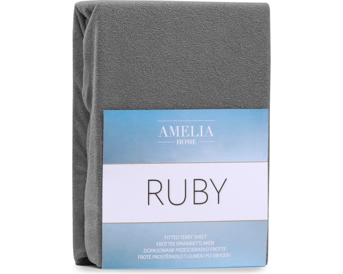 Froté prostěradlo s gumou AmeliaHome Ruby grafitové