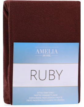 Froté prostěradlo s gumou AmeliaHome Ruby hnědé
