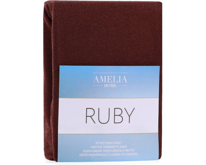 Froté prostěradlo s gumou AmeliaHome Ruby hnědé