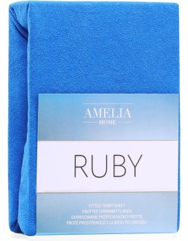 Froté prostěradlo s gumou AmeliaHome Ruby modré