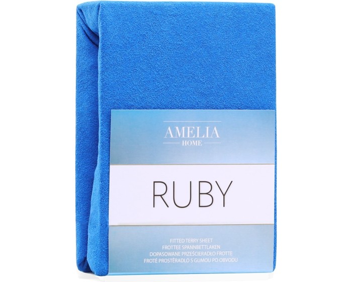 Froté prostěradlo s gumou AmeliaHome Ruby modré