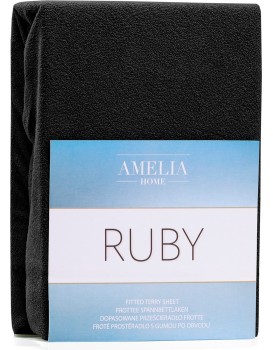Froté prostěradlo s gumou AmeliaHome Ruby černé