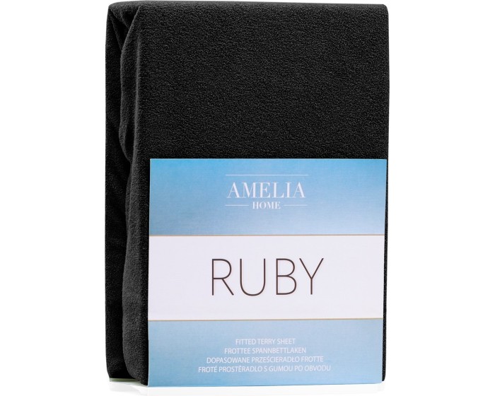 Froté prostěradlo s gumou AmeliaHome Ruby černé