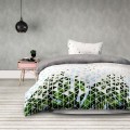 Povlečení z mikrovlákna AmeliaHome Basic Tropical bílo-zelená