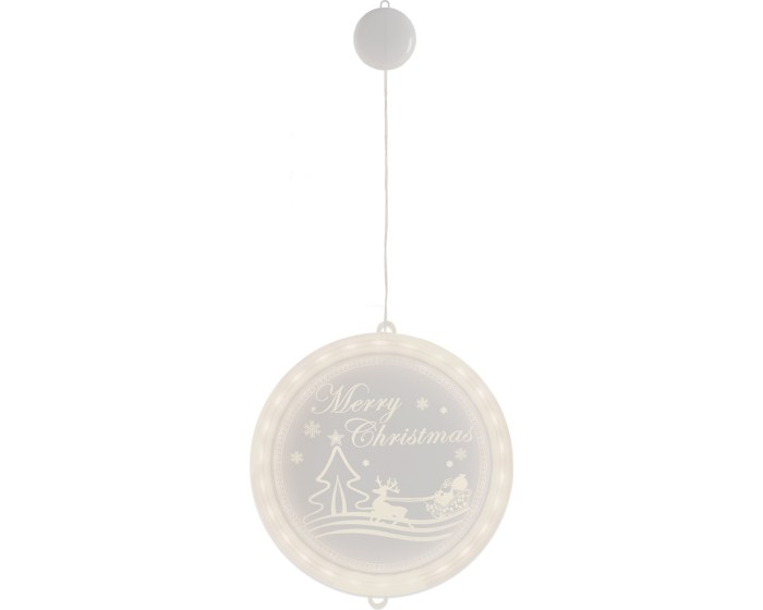 LED světelná ozdoba na okno MERRY CHRISTMAS kruhová bílá