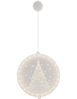 LED kulatá světelná ozdoba na okno CHRISTMAS TREE bílá