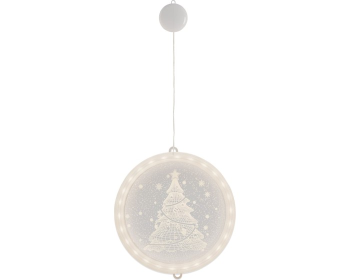 LED kulatá světelná ozdoba na okno CHRISTMAS TREE bílá