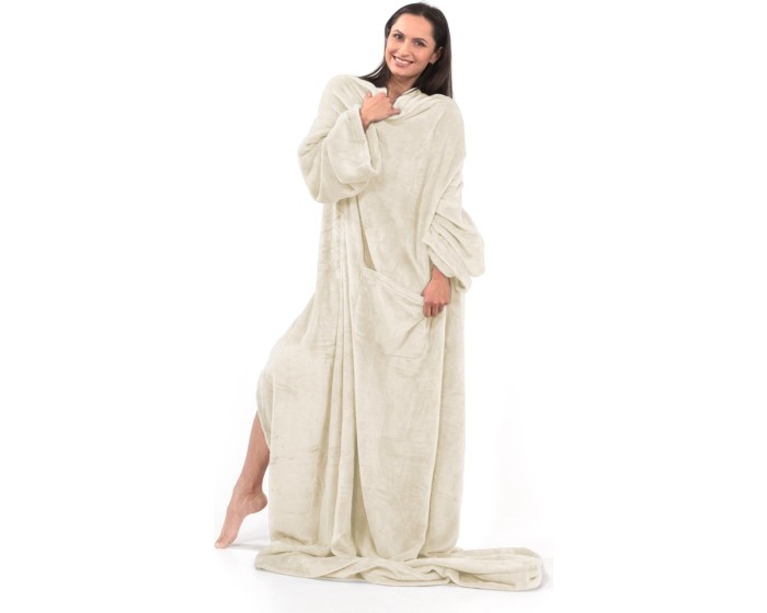Deka s rukávy DecoKing Lazy krémová