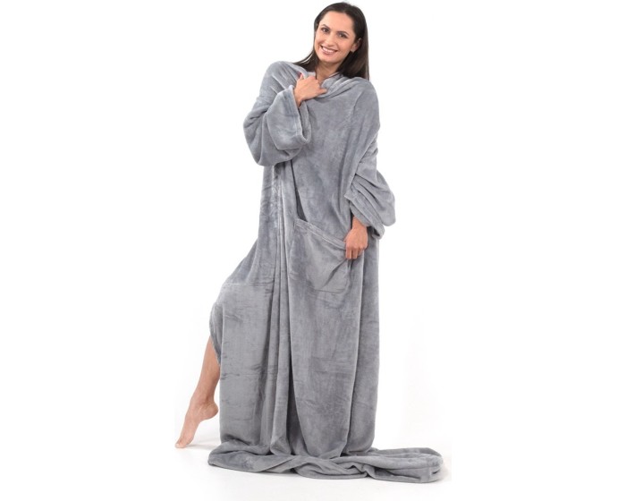 Deka s rukávy DecoKing Lazy ocelová