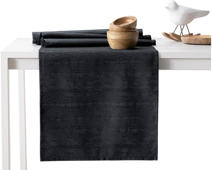 Sada ubrusu a běhounu na stůl AmeliaHome VESTA 115x250+35x250 cm černá