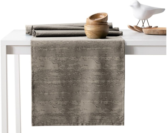 Sada ubrusu a běhounu na stůl AmeliaHome VESTA 115x250+35x250 cm hnědá