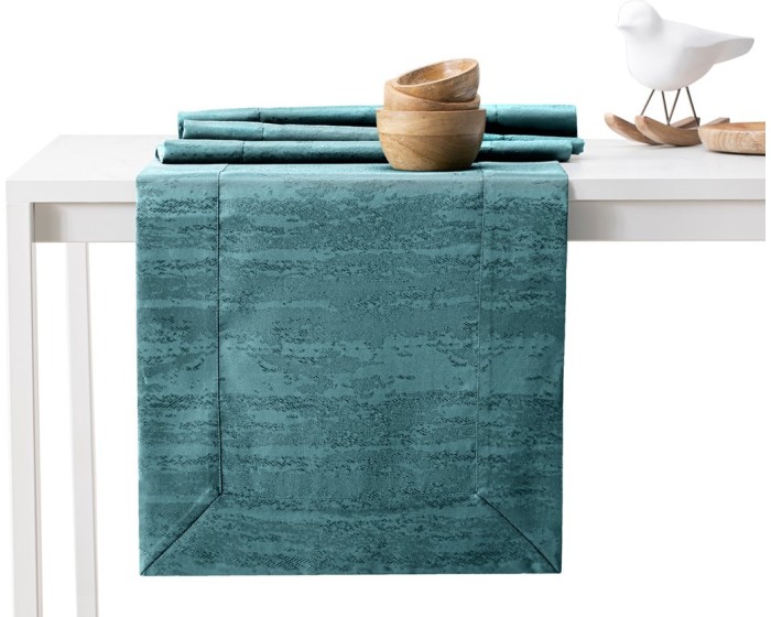 Sada ubrusu a běhounu na stůl AmeliaHome VESTA 115x250+35x250 cm mořská modř