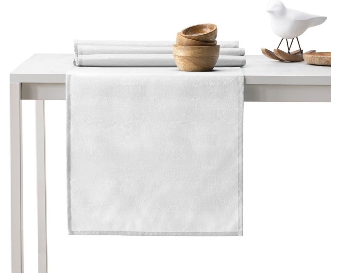 Sada ubrusu a běhounu na stůl AmeliaHome VESTA 115x250+35x250 cm bílá